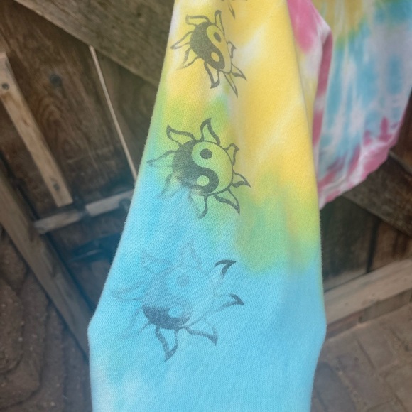 Tie-Dye Smiley Hoodie - Pink, Blue, Yellow - Picture 3 of 10